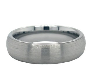 6MM handmade tungsten ring. Free shipping w free size exchange. Gray toned color, brushed finish. Ships new in box