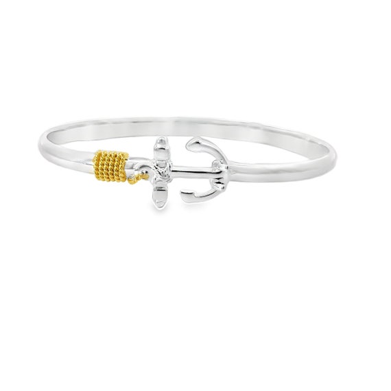 Made on Cape Cod, Anchor Bracelet in Silver W Rhodium Gold