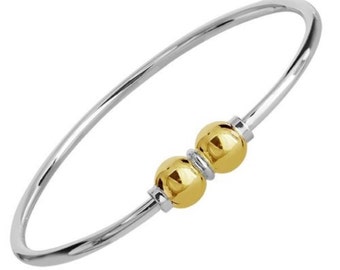 The Beach Two Ball Screw Bracelet in .925 Sterling silver and 14K gold Ball/In Box ships from Cape Cod. Free Polish Cloth