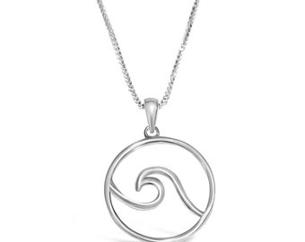 Cape Cod Wave Necklace/Pendant in all Sterling Silver. Ships in Box w Free Polish Cloth.