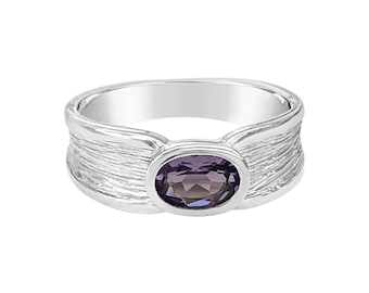 Handmade Sterling Silver Ring w Oval Amethyst. Ships New in Box from MICHAELS-Provincetown CAPE COD