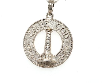 Cape Cod Lighthouse necklace. Solid silver w silver box chain. Free shipping in box.