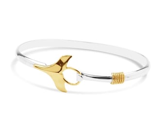 Whale Tail Bracelet Sterling silver- Rhodium Gold  Beach Ball Jewelry Collection By Michael's from Provincetown ships from Cape Cod