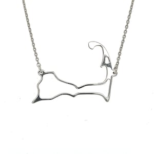 CAPE COD  map cut-out necklace. All .925 Silver. Free shipping in a Box.