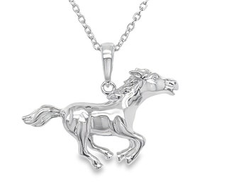 925 solid silver Horse w silver chain. Handmade w great detail. free shipping in a box w free polish cloth.