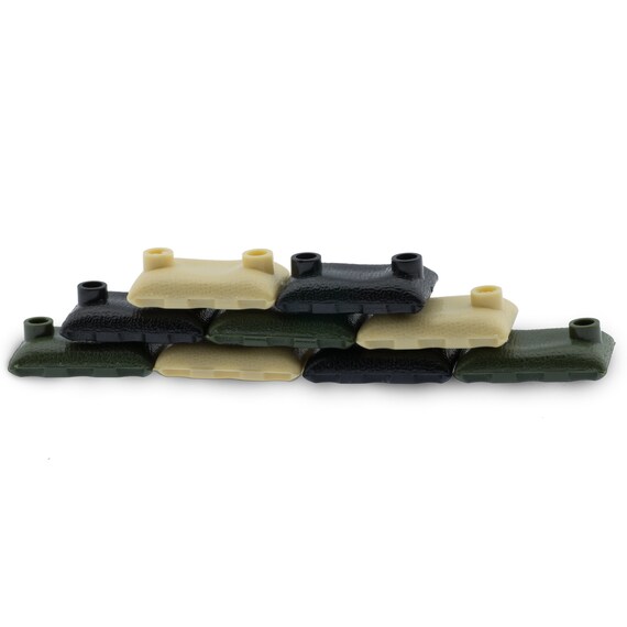 Custom Tan & Dark Tan Army Sandbags For Toy Brick Minifigures - 12 Pack, High Quality ABS - View #4