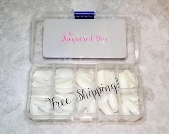 Short coffin full cover nail tips 500 count natural