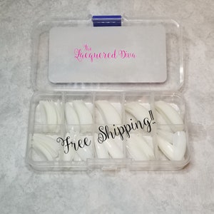 Stiletto long full cover nails 100 count. Thin, strong, durable with full coverage.