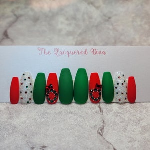 Fa La La press on false acrylic nails, hand painted