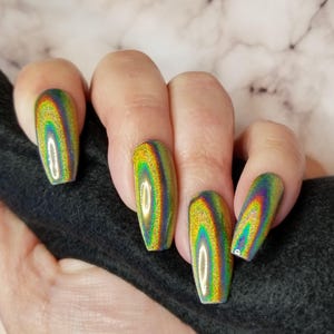 Luscious Lemon press on false acrylic nails, hand painted