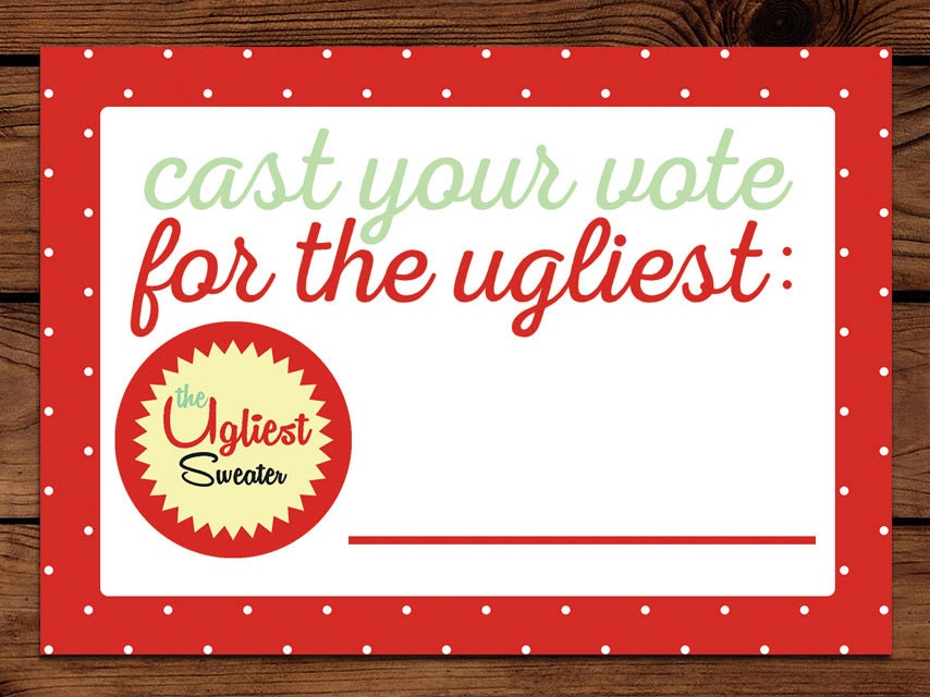 Ugly Sweater Voting Cards Christmas Party Paper Goods Etsy Ugly Sweater Voting Cards Christmas Party Paper Goods Etsy