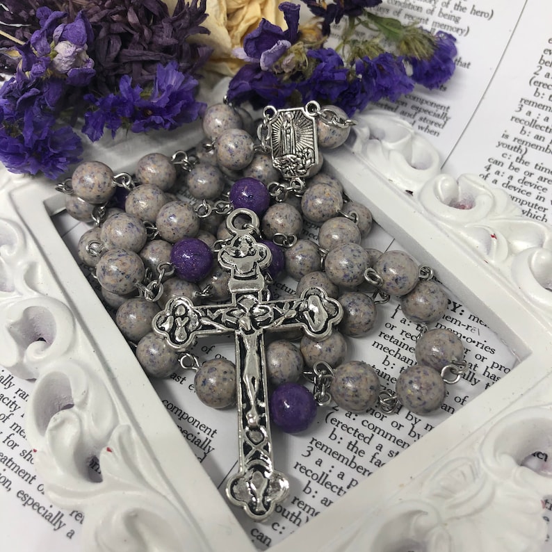 Memorial Rosary Memory Bead Rosary Custom Dried Flower Etsy