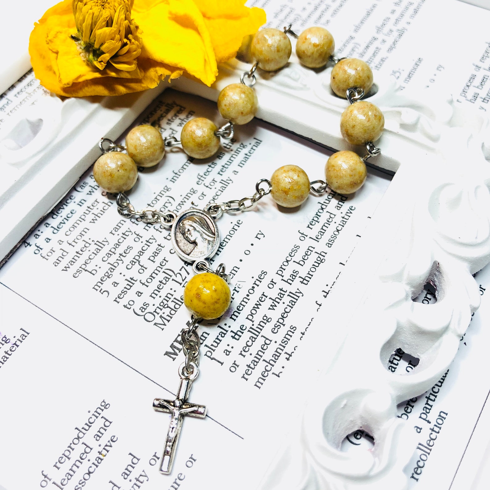 Memory Flower Pocket Rosary One Decade Rosary Funeral Dried | Etsy