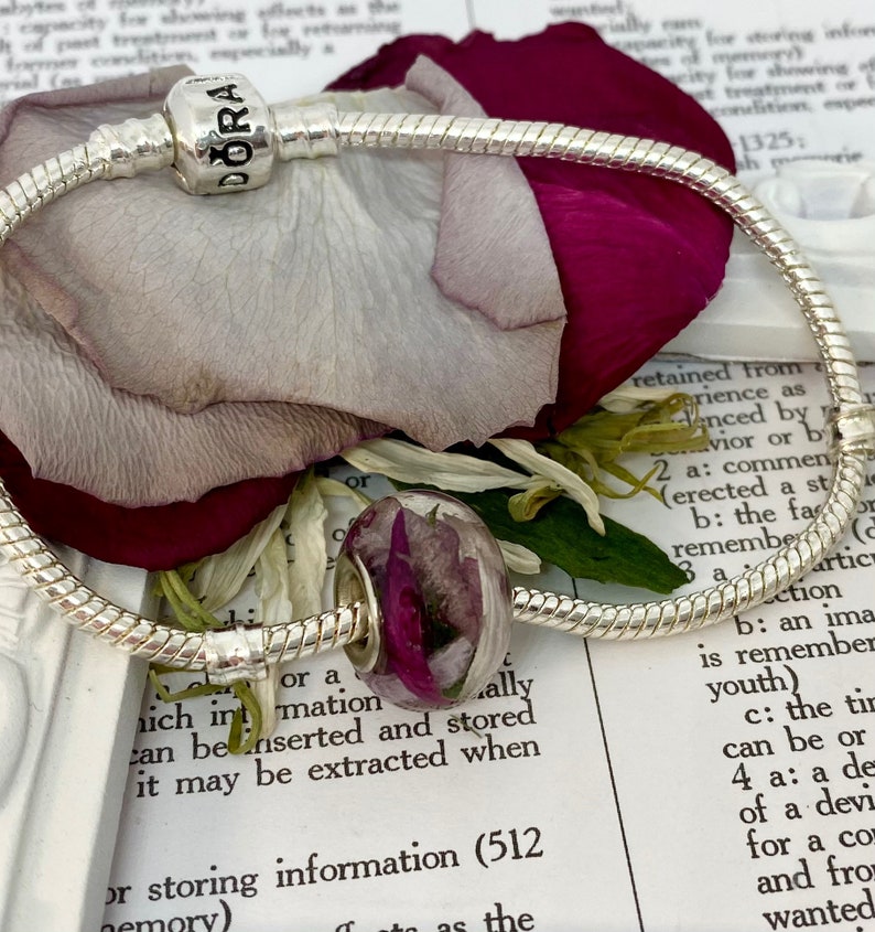 Memorial Pandora style resin bead dried flowers Etsy