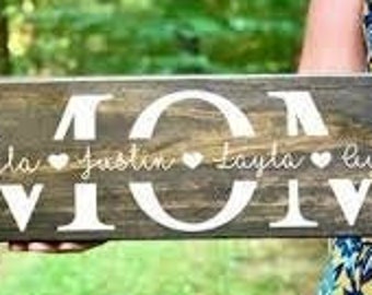Handmade Custom Wooden Sign for Mother's Day or Father's Day with children or grandchildren names