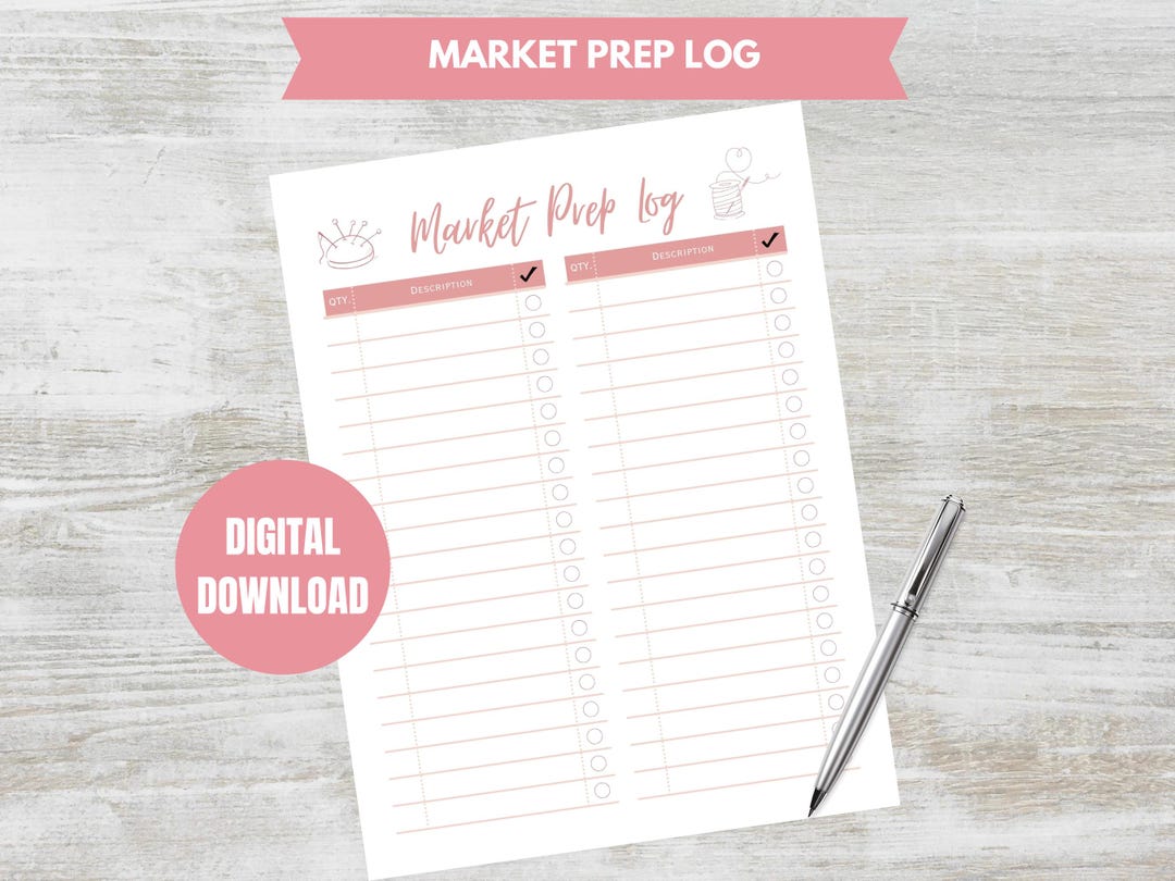 Market Prep Tracker, PDF Printable Inventory Tracking Form, Small ...