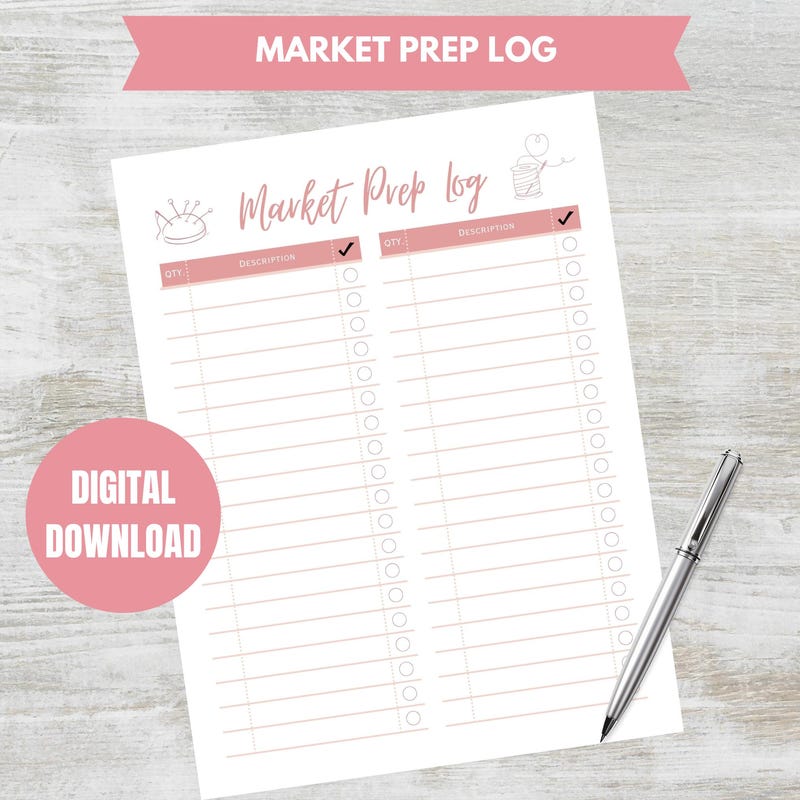 Prep Log Market Prep Sheets - Etsy