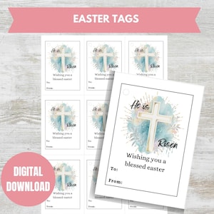 Er ist auferstanden Ostergeschenkanhänger, druckbare PDF Tags, Ostern Hangtags, spiritueller Geschenkanhänger, Leckerli Tags, religiöse Geschenkanhänger, DIGITAL DOWNLOAD