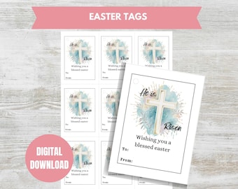 He is Risen Easter Gift Tags, Printable PDF Tags, Easter Hang Tags, Spiritual Gift Tag, Treat Tags, Religious Gift Tags, DIGITAL DOWNLOAD