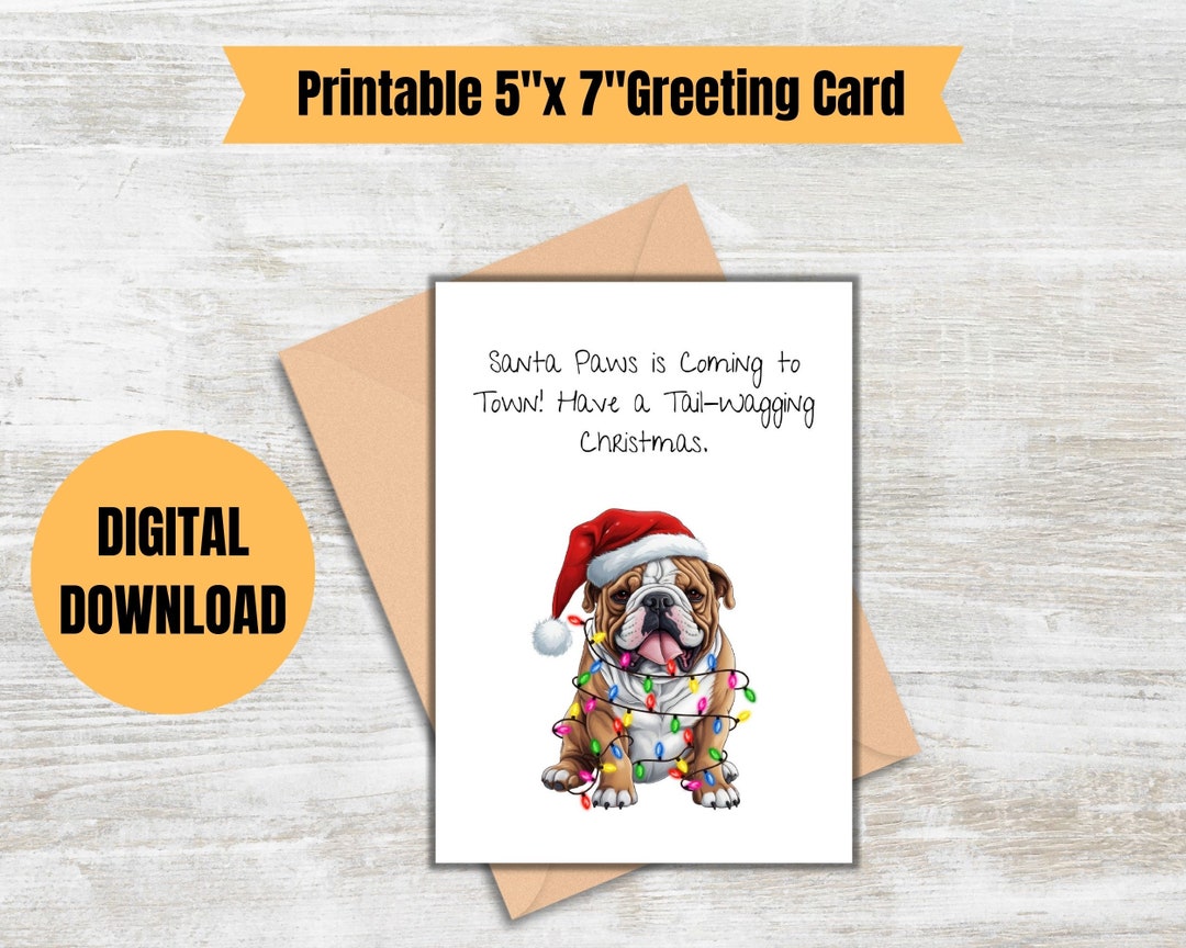Dog Printable Christmas Card Cute Dog Christmas Card Holiday Etsy
