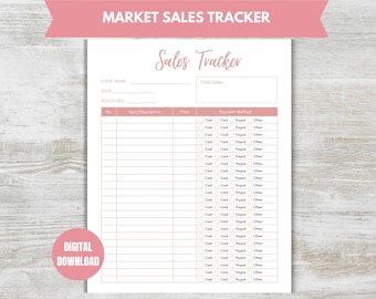 Marktverkaufs-Tracker, PDF zum ausdrucken, Event Sales Tracking Form, Small Business Form, Crafters Event Sales Log, Sofort-Download