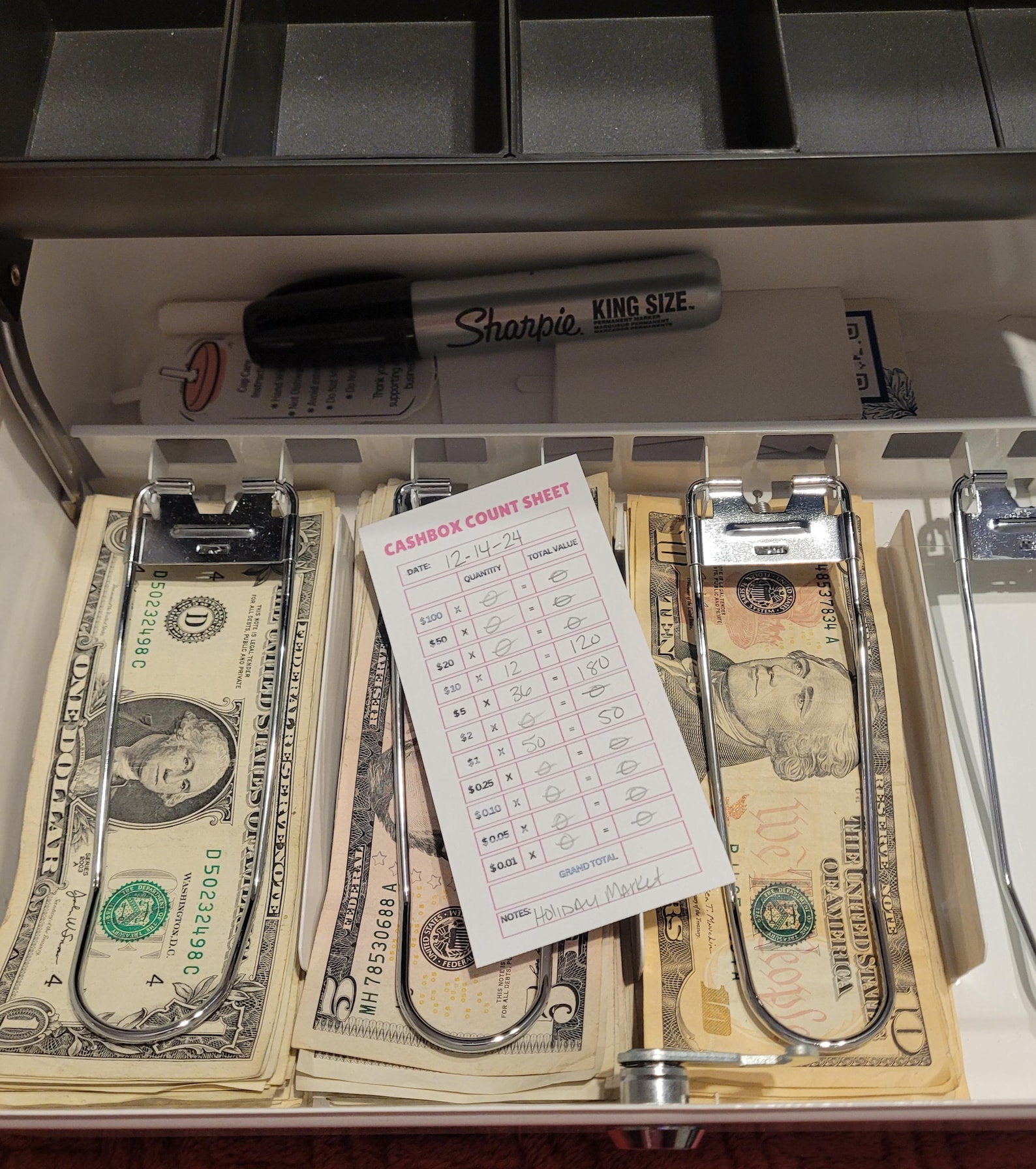 Printable Cashbox Count Sheet,pdf Printable Tally Sheet,cash Register ...