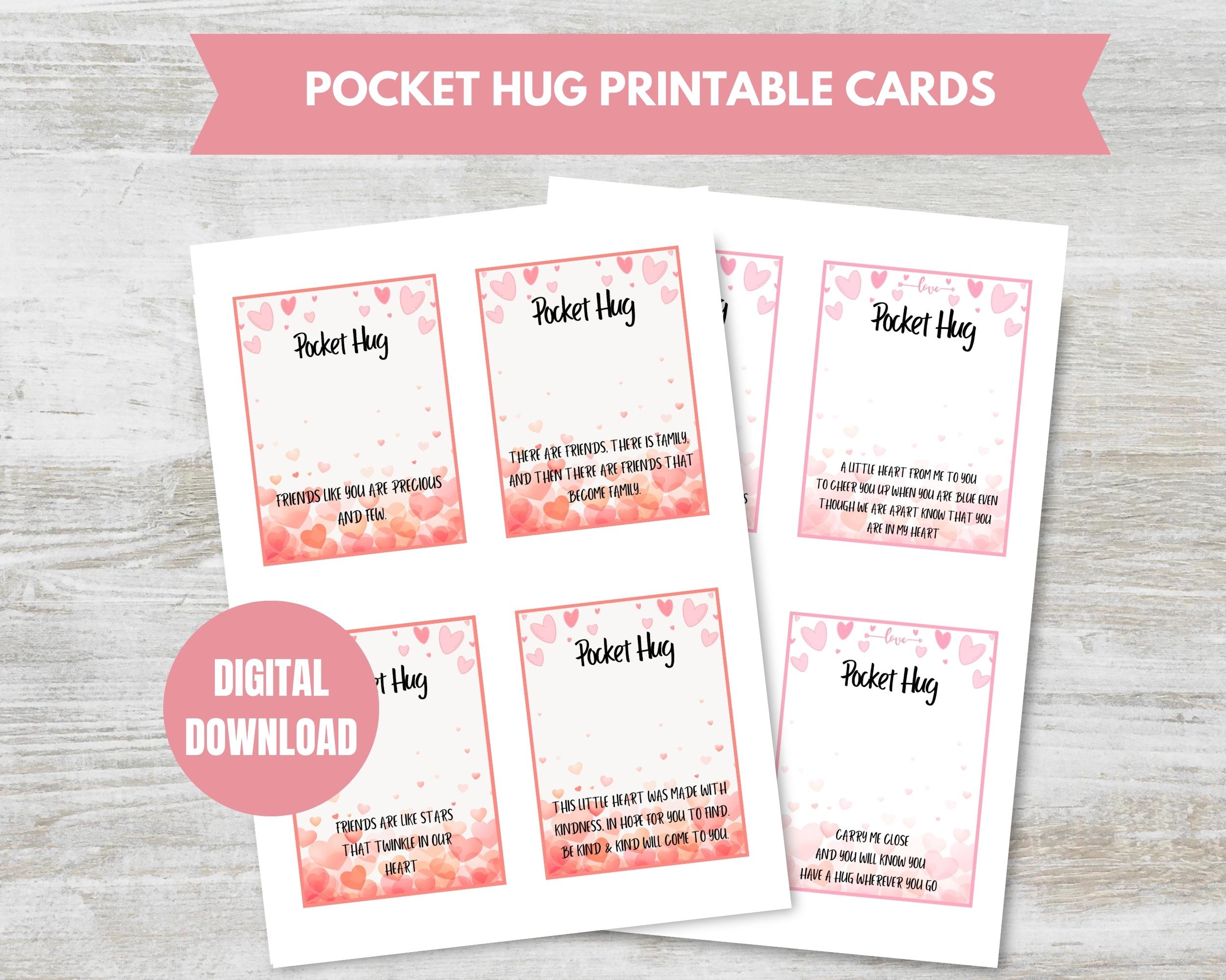Printable Pocket Hug Cards, PDF Printable Crochet Card, Heart Pocket Hug Card, Card with Poem, Valentine's Day Crochet Tag Digital Download