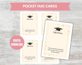 Graduation Pocket Hug Cards, Pocket Hug Printable, Motivation Quotes For Graduates, Graduation Keepsake, Pocket Hug Cards, PDF Printable