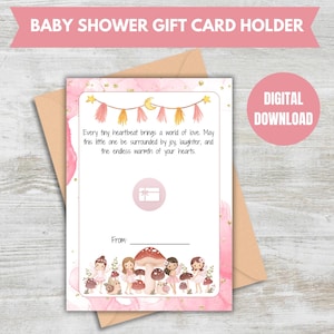 Afdrukbare cadeaukaarthouder babyshower, cadeau met sprookjesthema, cadeaukaart babyshower, babycadeau, kaart voor haar, algemeen cadeau, direct downloaden