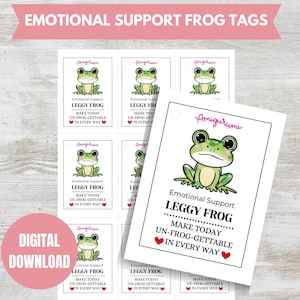 Etiqueta PDF para impressão de sapo de suporte emocional, etiqueta de produto de crochê amigurumi, etiqueta de pelúcia, etiqueta de presente de sapo de crochê, etiqueta pendurada DOWNLOAD DIGITAL