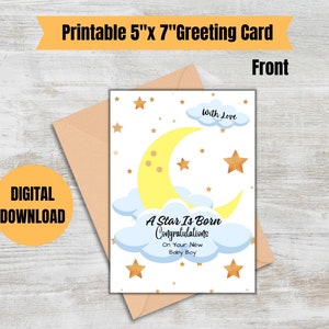 Carte de vœux imprimable baby shower, baby shower, carte baby shower, carte de félicitations, carte bébé, nouvelle carte bébé, TÉLÉCHARGEMENT NUMÉRIQUE.