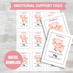 Etiquetas PDF para impressão de porco de apoio emocional Etiquetas de produtos de crochê Amigurumi Etiquetas para impressão Etiquetas para pelúcia para impressão Etiquetas para presente de brinquedo Etiquetas para pendurar
