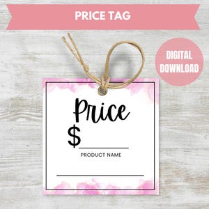 Printable Price Tags, Pink Price Tags, PDF Hang Tag, Product Price Tags, Market Price Tags, DIGITAL DOWNLOAD