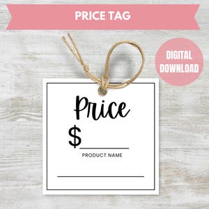 Printable Price Tags, White Price Tags, PDF Hang Tag, Product Price Tags, Market Price Tags, DIGITAL DOWNLOAD