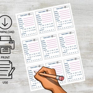 Printable Yarn Tags, PDF Printable Yarn Labels, Organized Yarn Tags ...
