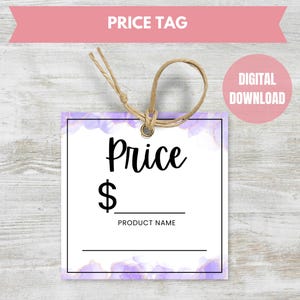 Printable Price Tags, Watercolor Price Tags, PDF Purple Hang Tag, Product Price Tags, Market Price Tags, DIGITAL DOWNLOAD