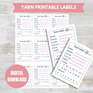 Druckbare Garn Tags, PDF druckbare Garn Etiketten, Organisierte Garn Tags, Handwerk Material Tags, Lager Tags, digitaler Download