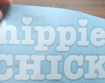 Hippie Chick Vinyl Decal: Boho Retro Car, Laptop, Water Bottle Decal