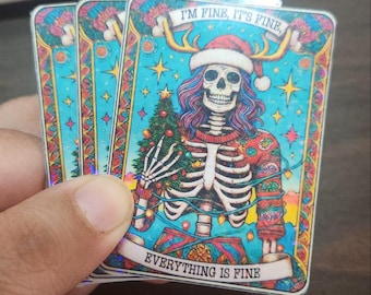 I'm Fine Christmas Sticker, Sarcastic Holiday Humor