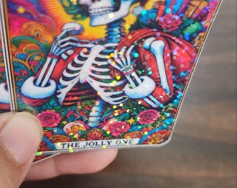 The Jolly One Male Santa Skull Christmas Sticker – Holographic or Clear