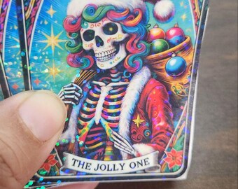 The Female  Jolly One Christmas Sugar Skull Sticker