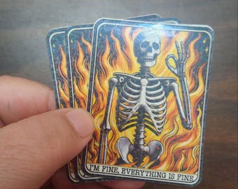 Everything Is Fine Fire Skeleton Sticker – Male Edition