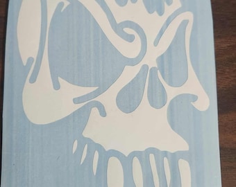 Gothic Skull with Long Teeth Vinyl Decal - Car, Laptop, Tumbler Sticker