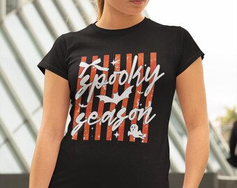 Spooky Season here  Pumpkin Graphic Tee, Fall Festival Shirt, Autumn Lover Top