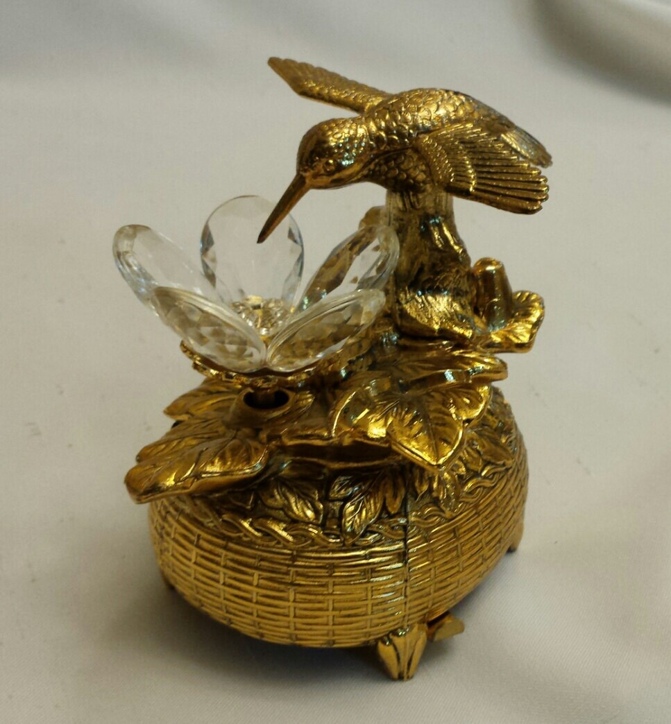 Vintage Hummingbird Music Box Gilded 1960s Wings and Etsy