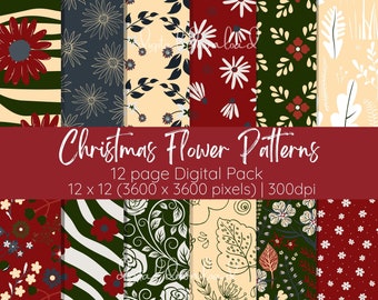 Digital Paper, Christmas Decor Scrapbook Paper, Instant Download, Merry Christmas, Christmas Cards, Holiday Digital Printables