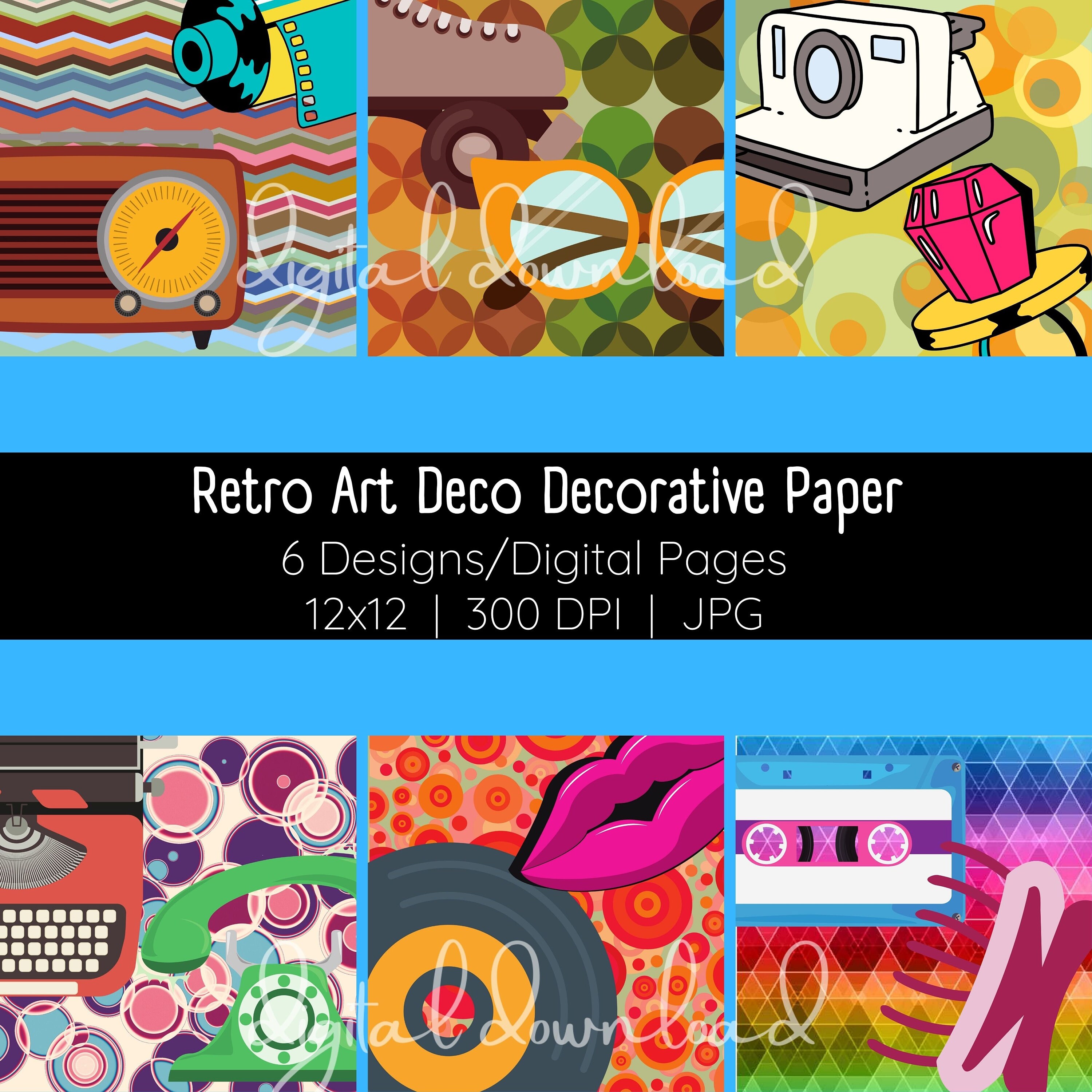 Digital Paper Retro Scrapbook Printable Paper Art Deco Etsy UK