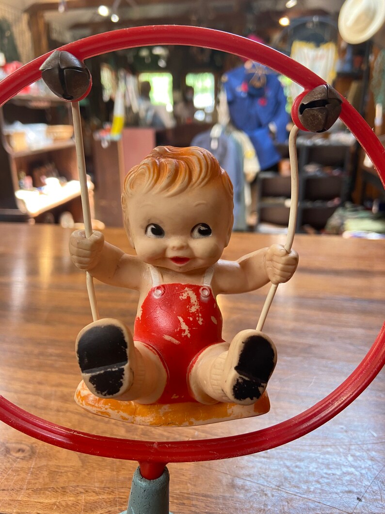 1950s Alan Jay Baby on Swing Rubber High Chair Squeak Toy Etsy