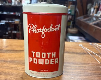 Vintage Phosfodent Tooth Powder Tin Antique Dental Advertising (Full)