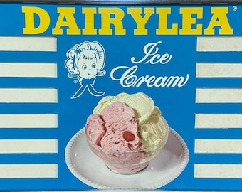 Vintage DAIRYLEA Ice Cream Glass Advertising Display